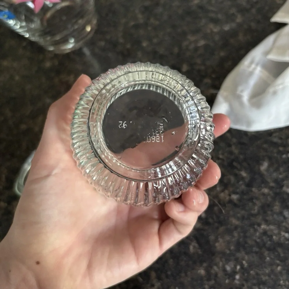 MCM Glass Round Trinket Keepsake Box Jar For Jewelry